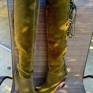 Olive Green OTKwedge Boots sz 10